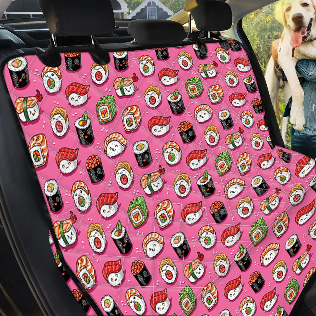 Cute Sushi And Rolls Pattern Print Pet Car Back Seat Cover