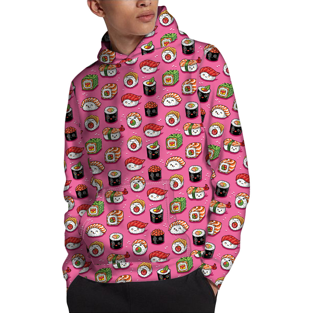 Cute Sushi And Rolls Pattern Print Pullover Hoodie