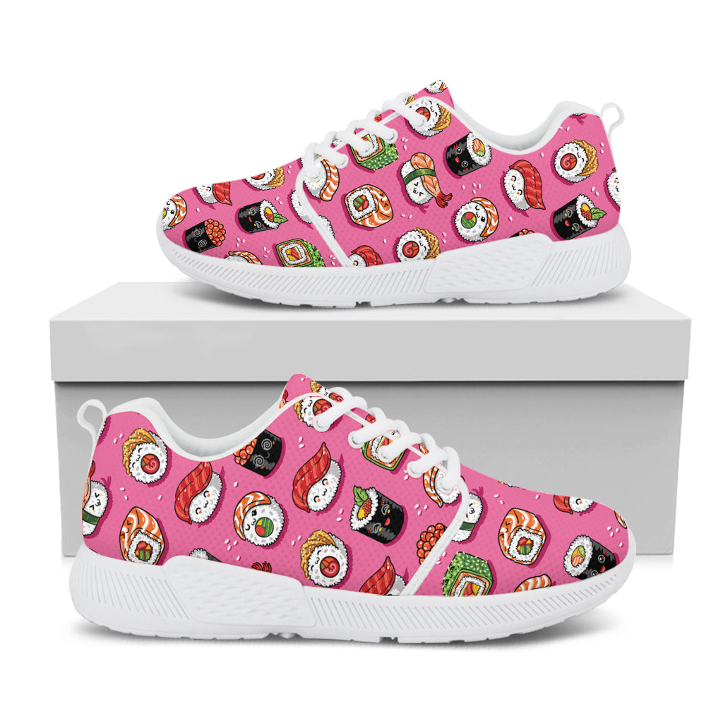 Cute Sushi And Rolls Pattern Print White Athletic Shoes