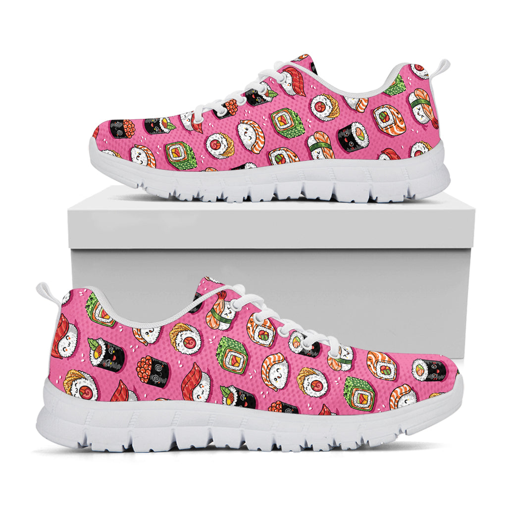 Cute Sushi And Rolls Pattern Print White Sneakers