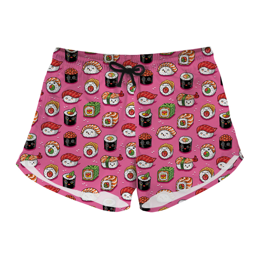 Cute Sushi And Rolls Pattern Print Women's Shorts