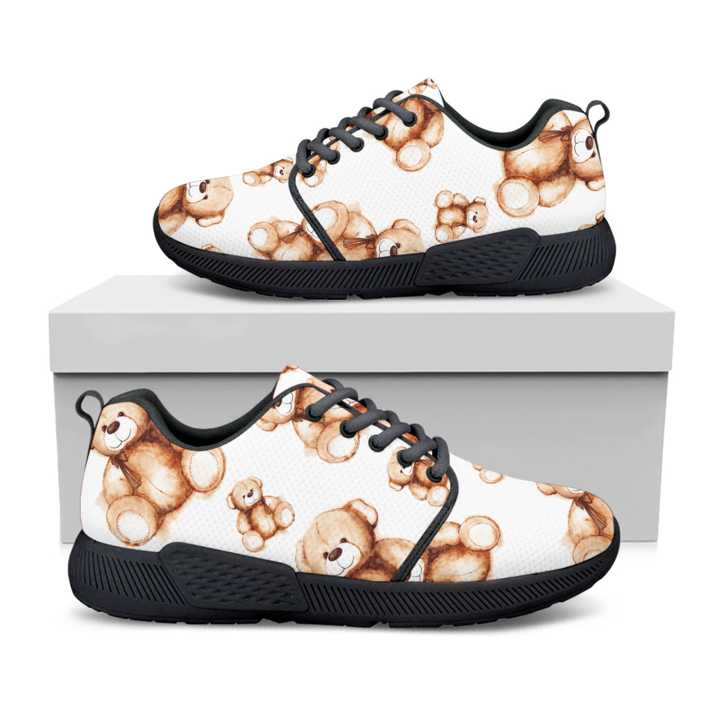 Cute Teddy Bear Pattern Print Black Athletic Shoes