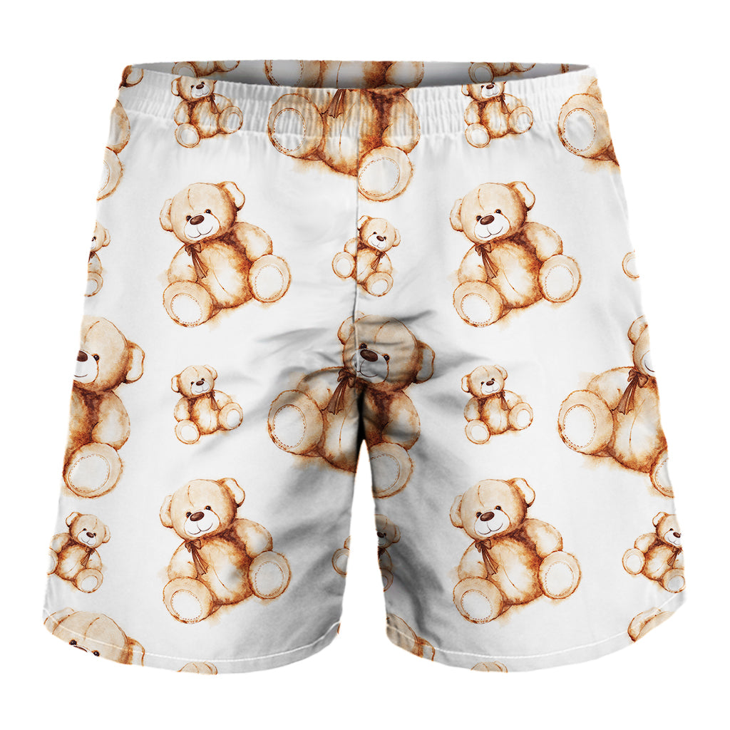 Cute Teddy Bear Pattern Print Men's Shorts