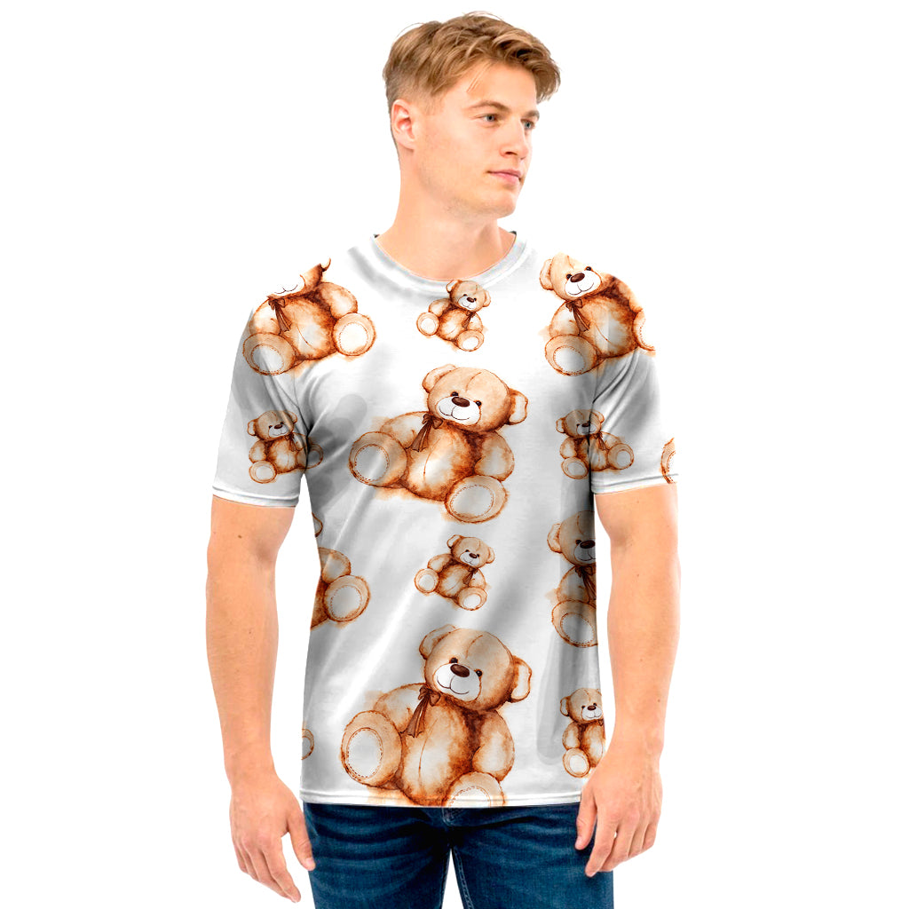 Cute Teddy Bear Pattern Print Men's T-Shirt