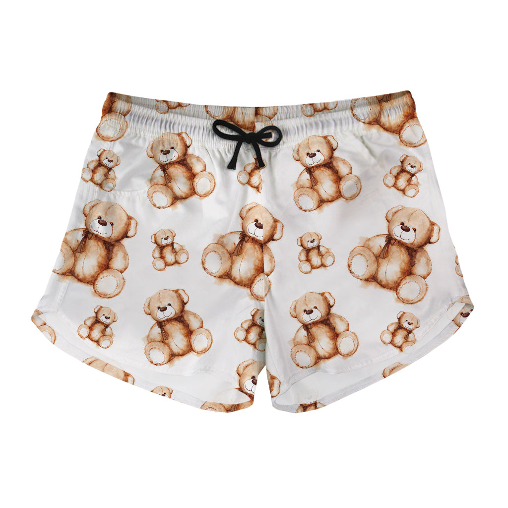 Cute Teddy Bear Pattern Print Women's Shorts