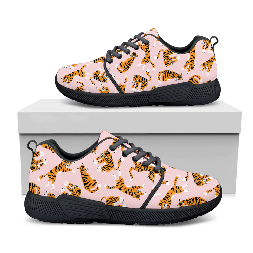 Cute Tiger Pattern Print Black Athletic Shoes