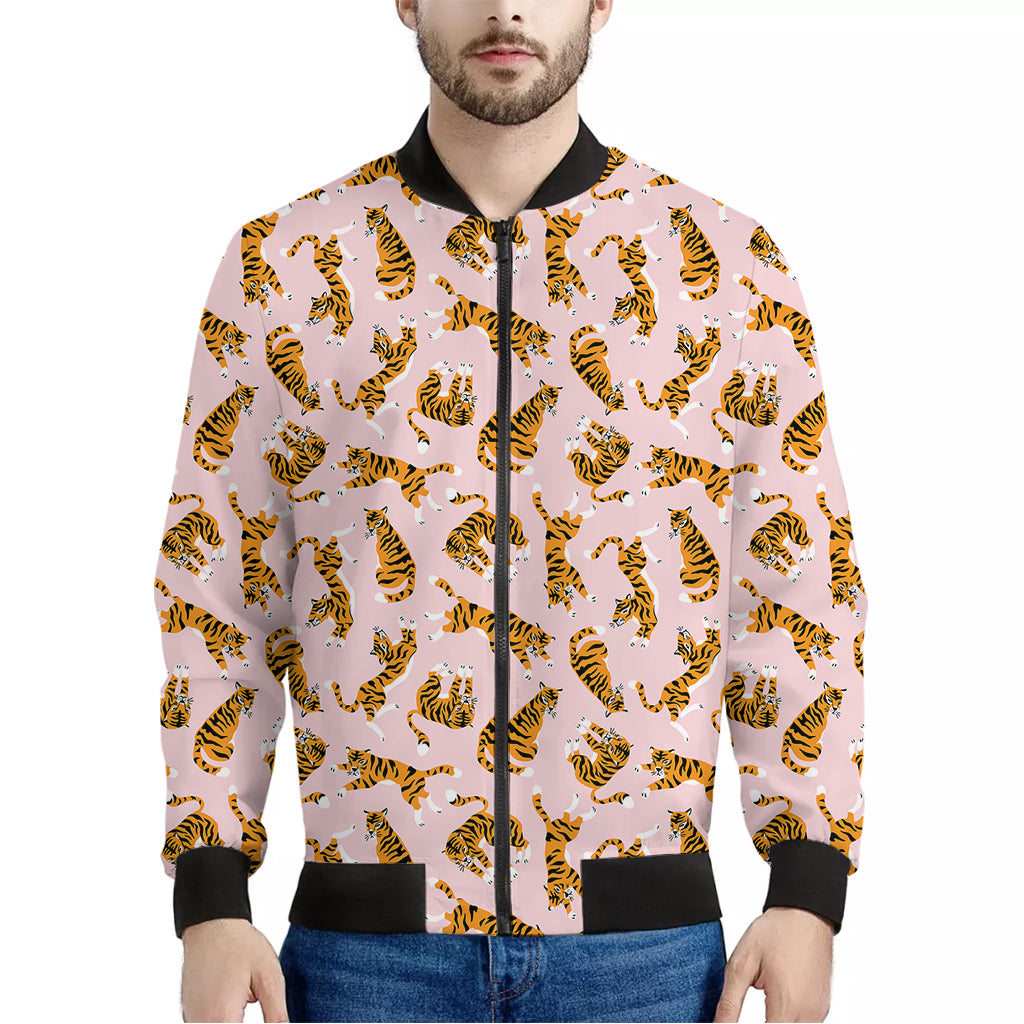 Cute Tiger Pattern Print Men's Bomber Jacket