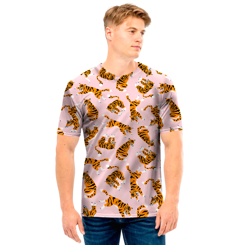 Cute Tiger Pattern Print Men's T-Shirt