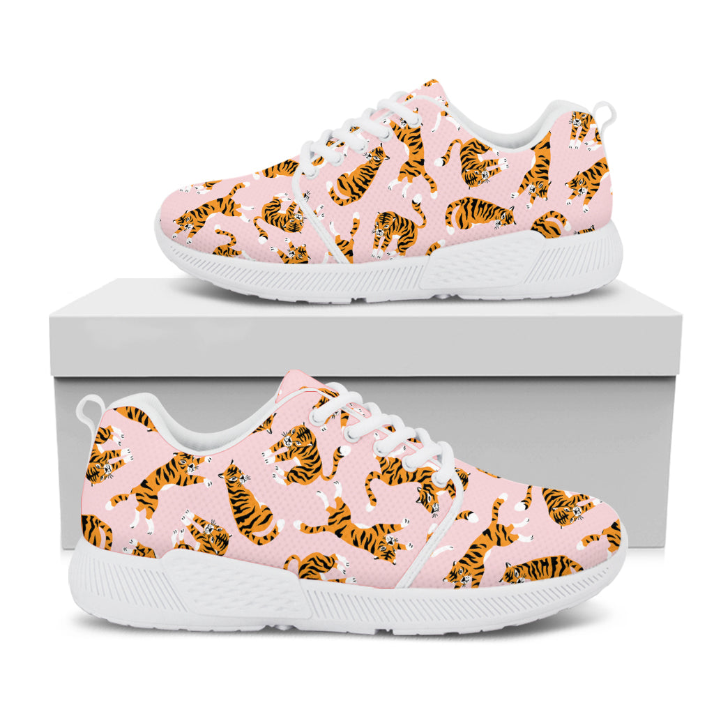 Cute Tiger Pattern Print White Athletic Shoes