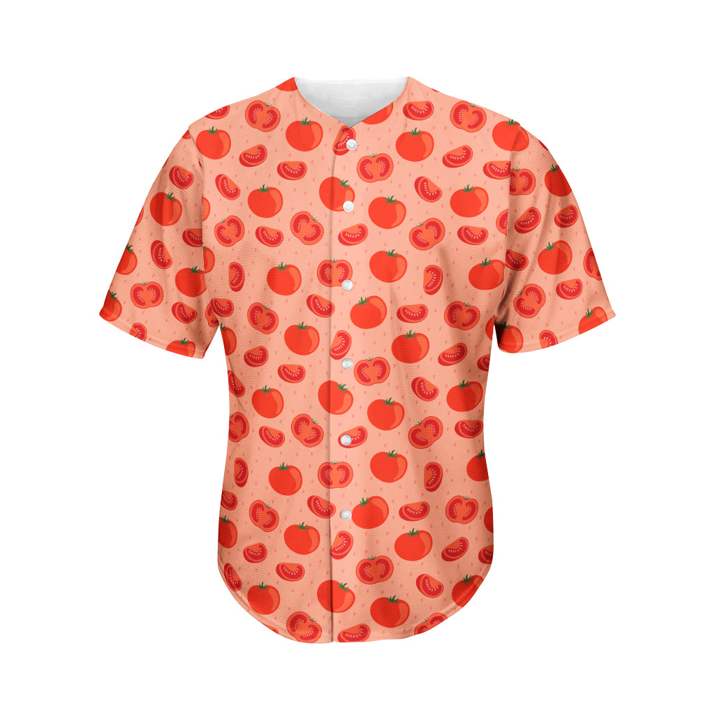 Cute Tomato Pattern Print Men's Baseball Jersey