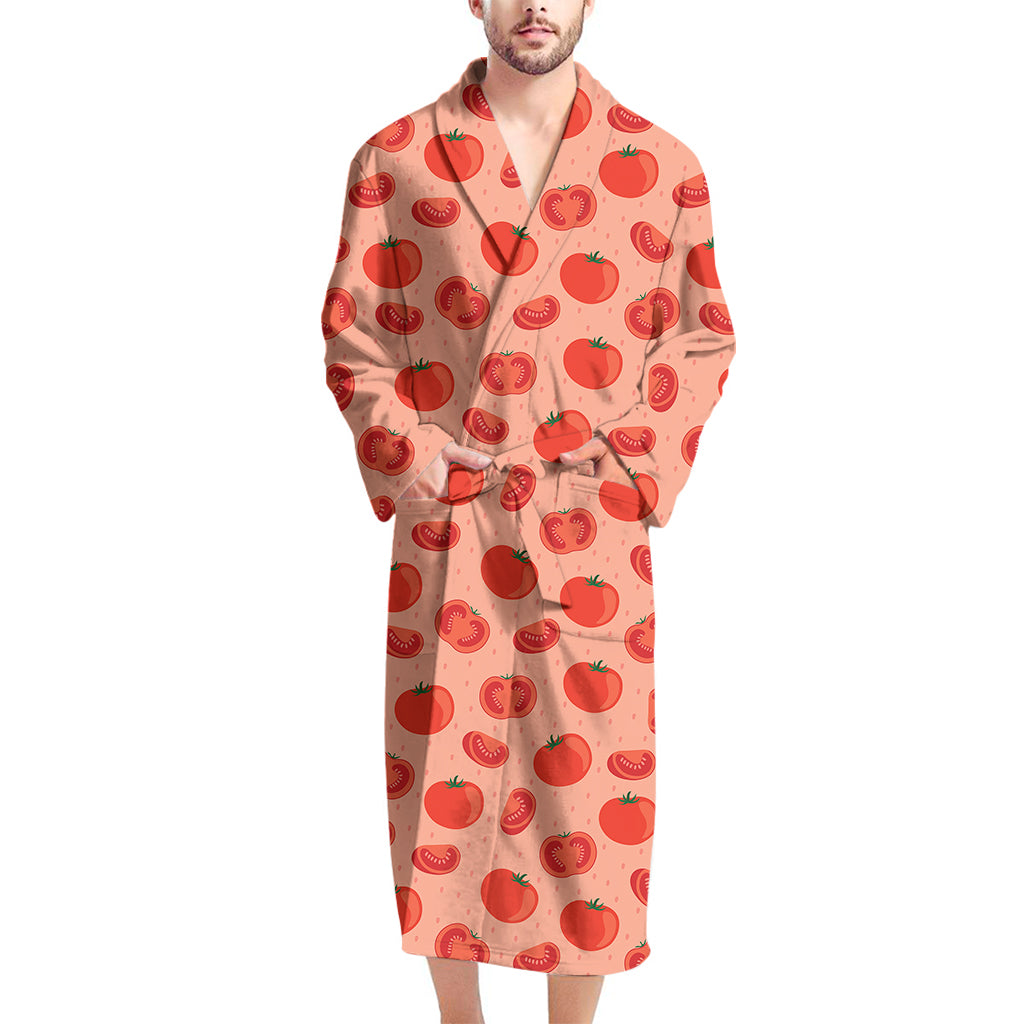 Cute Tomato Pattern Print Men's Bathrobe