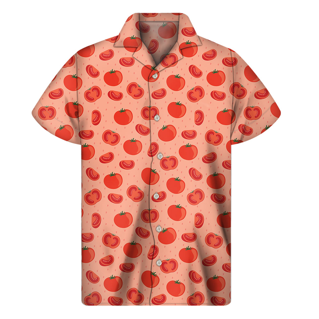 Cute Tomato Pattern Print Men's Short Sleeve Shirt