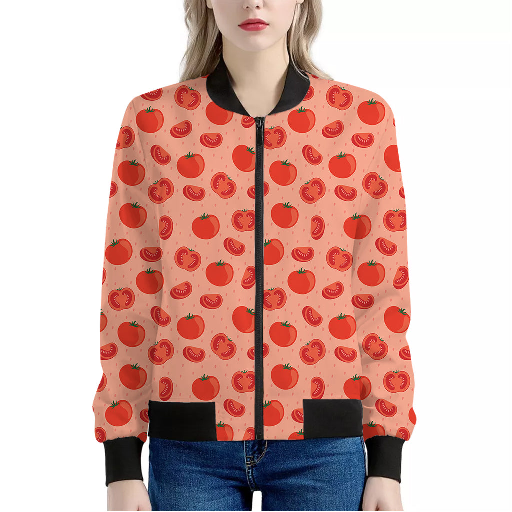 Cute Tomato Pattern Print Women's Bomber Jacket