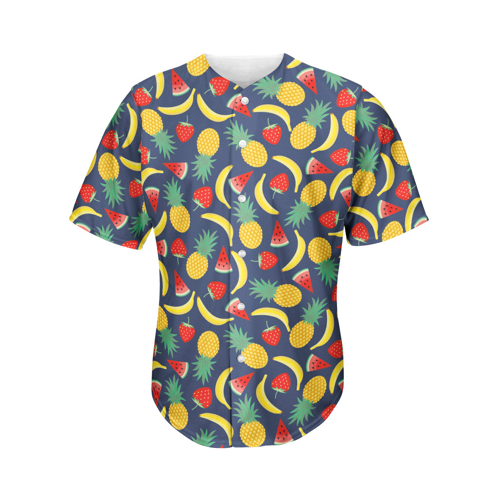 Cute Tropical Fruits Pattern Print Men's Baseball Jersey