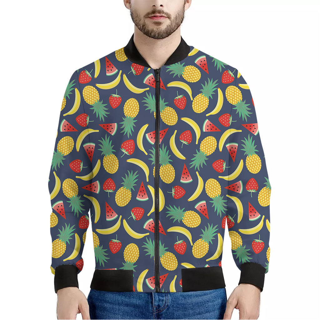 Cute Tropical Fruits Pattern Print Men's Bomber Jacket