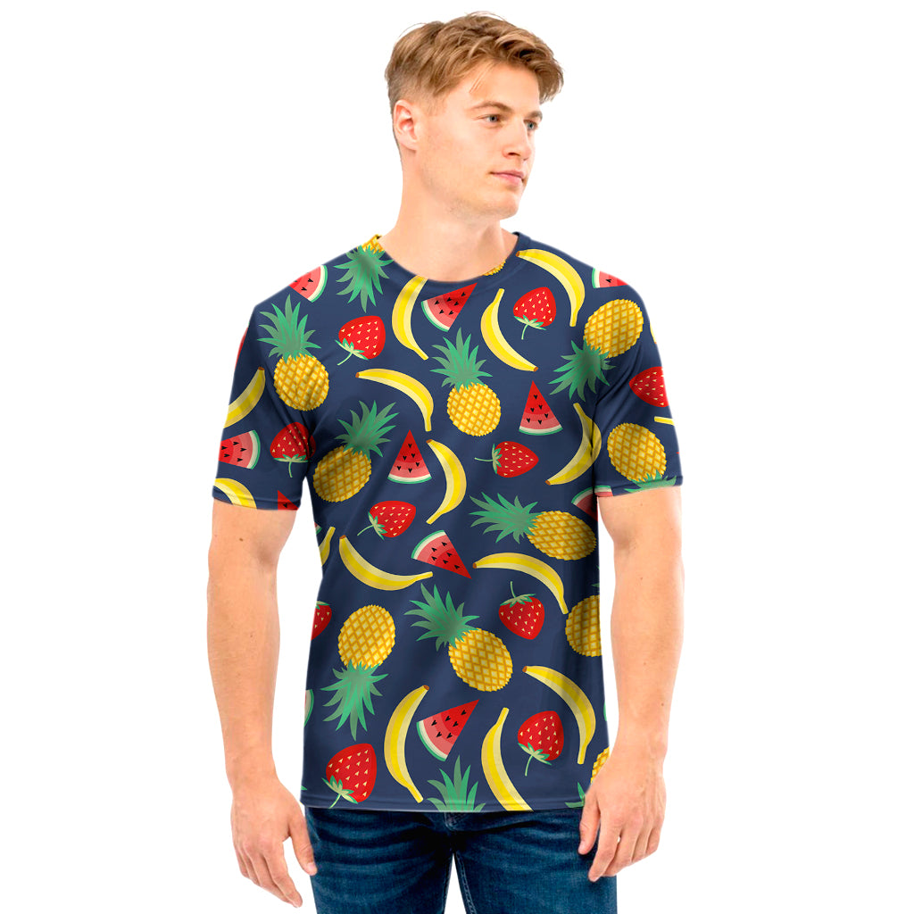 Cute Tropical Fruits Pattern Print Men's T-Shirt