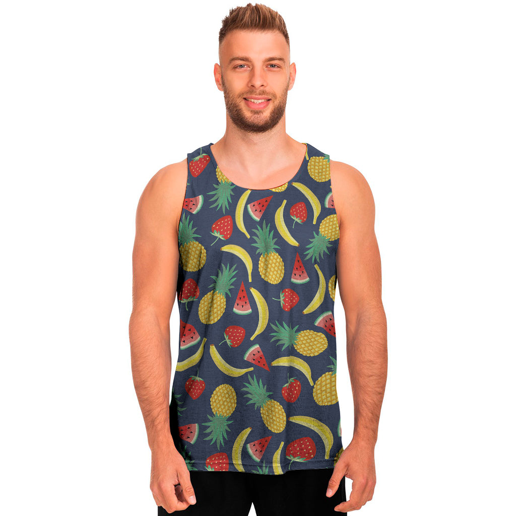 Cute Tropical Fruits Pattern Print Men's Tank Top