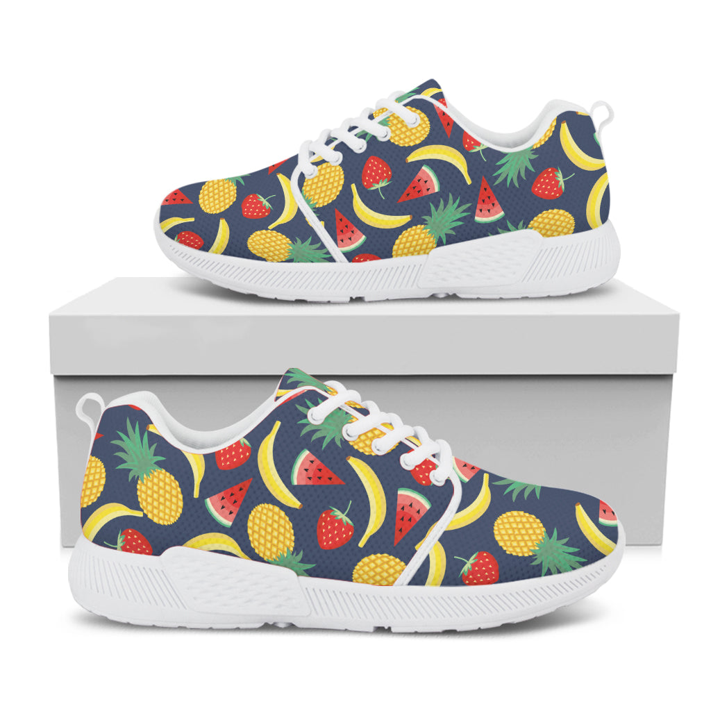 Cute Tropical Fruits Pattern Print White Athletic Shoes