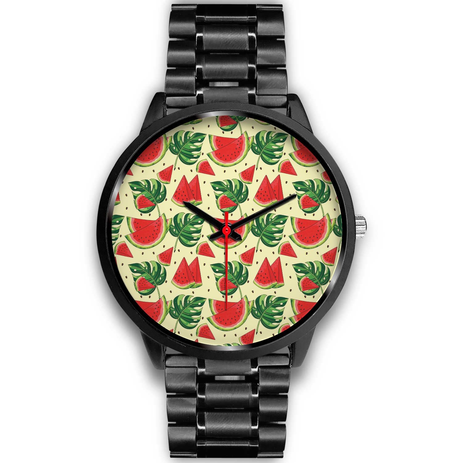 Cute Tropical Watermelon Pattern Print Black Watch