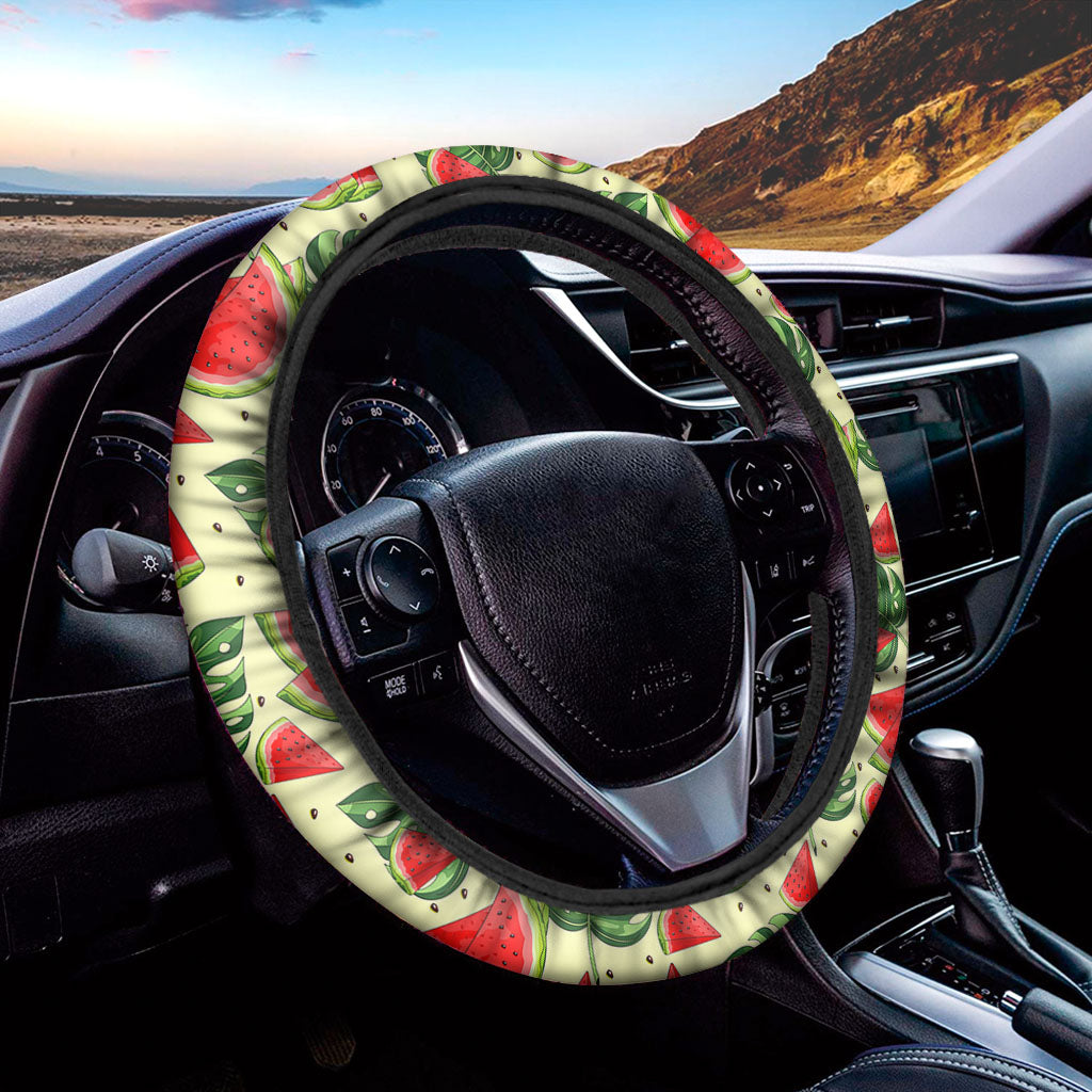 Cute Tropical Watermelon Pattern Print Car Steering Wheel Cover