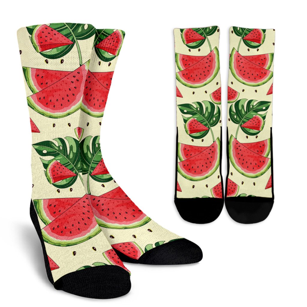 Cute Tropical Watermelon Pattern Print Crew Socks