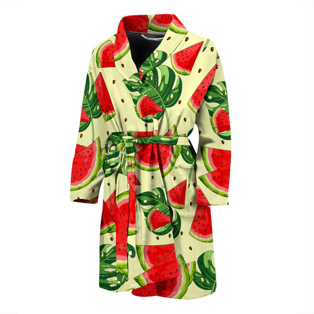 Cute Tropical Watermelon Pattern Print Men's Bathrobe