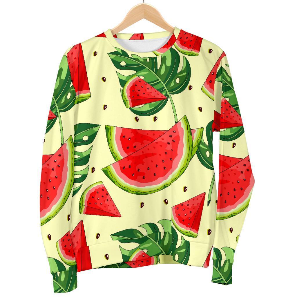 Cute Tropical Watermelon Pattern Print Men's Crewneck Sweatshirt