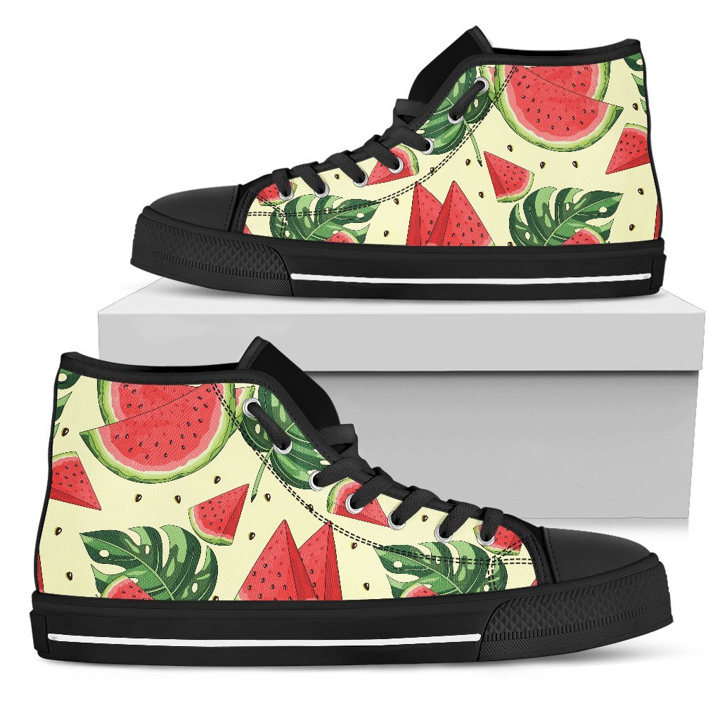 Cute Tropical Watermelon Pattern Print Men's High Top Shoes