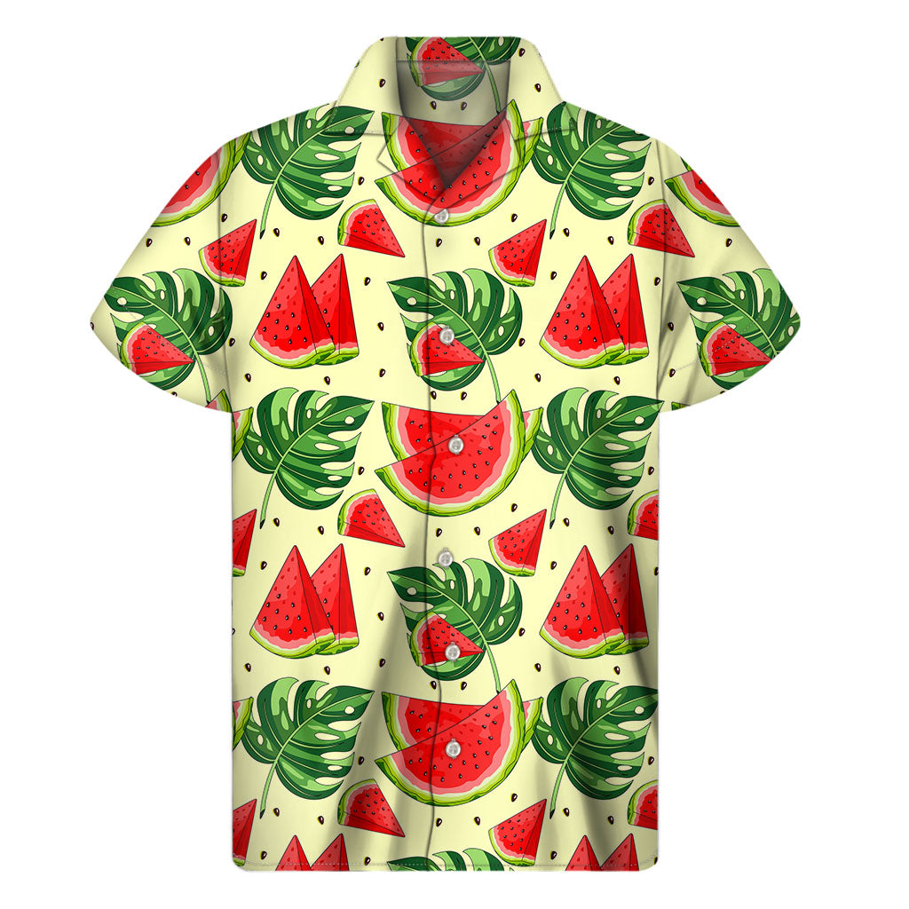 Cute Tropical Watermelon Pattern Print Men's Short Sleeve Shirt