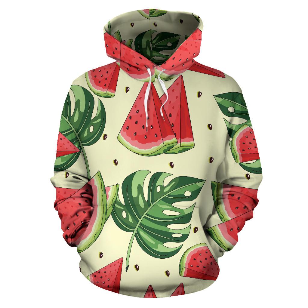 Cute Tropical Watermelon Pattern Print Pullover Hoodie