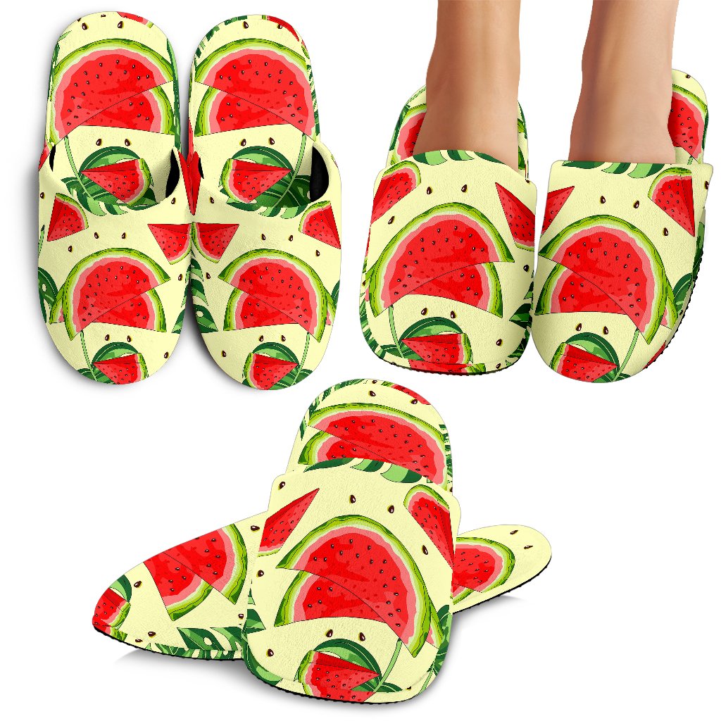 Cute Tropical Watermelon Pattern Print Slippers