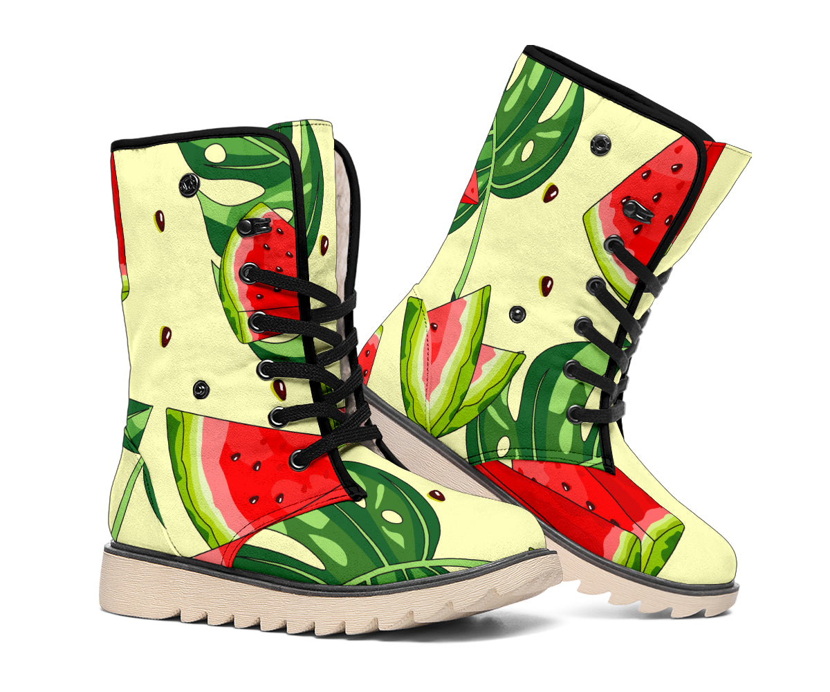 Cute Tropical Watermelon Pattern Print Winter Boots