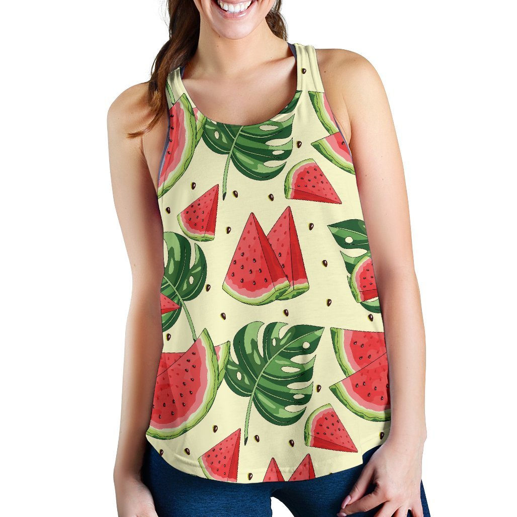 Cute Tropical Watermelon Pattern Print Women's Racerback Tank Top