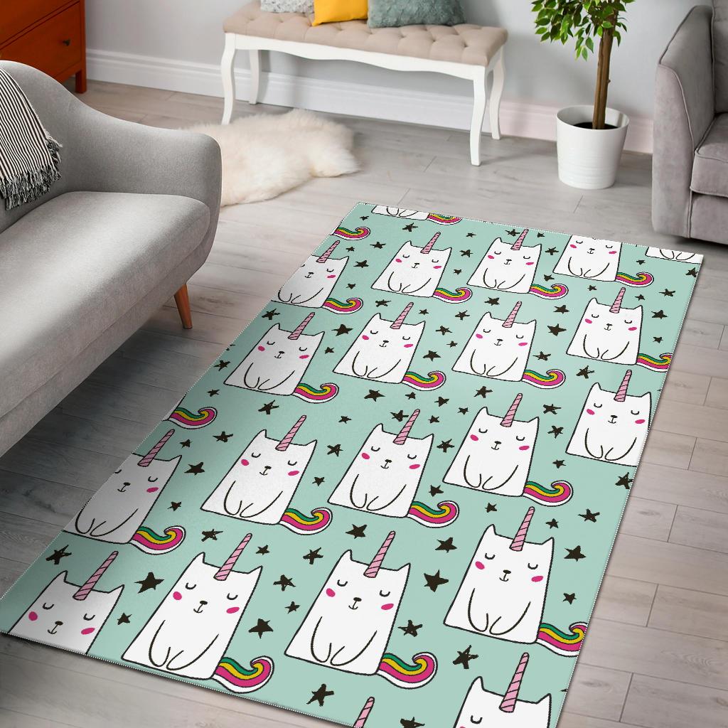 Cute Unicorn Cat Pattern Print Area Rug