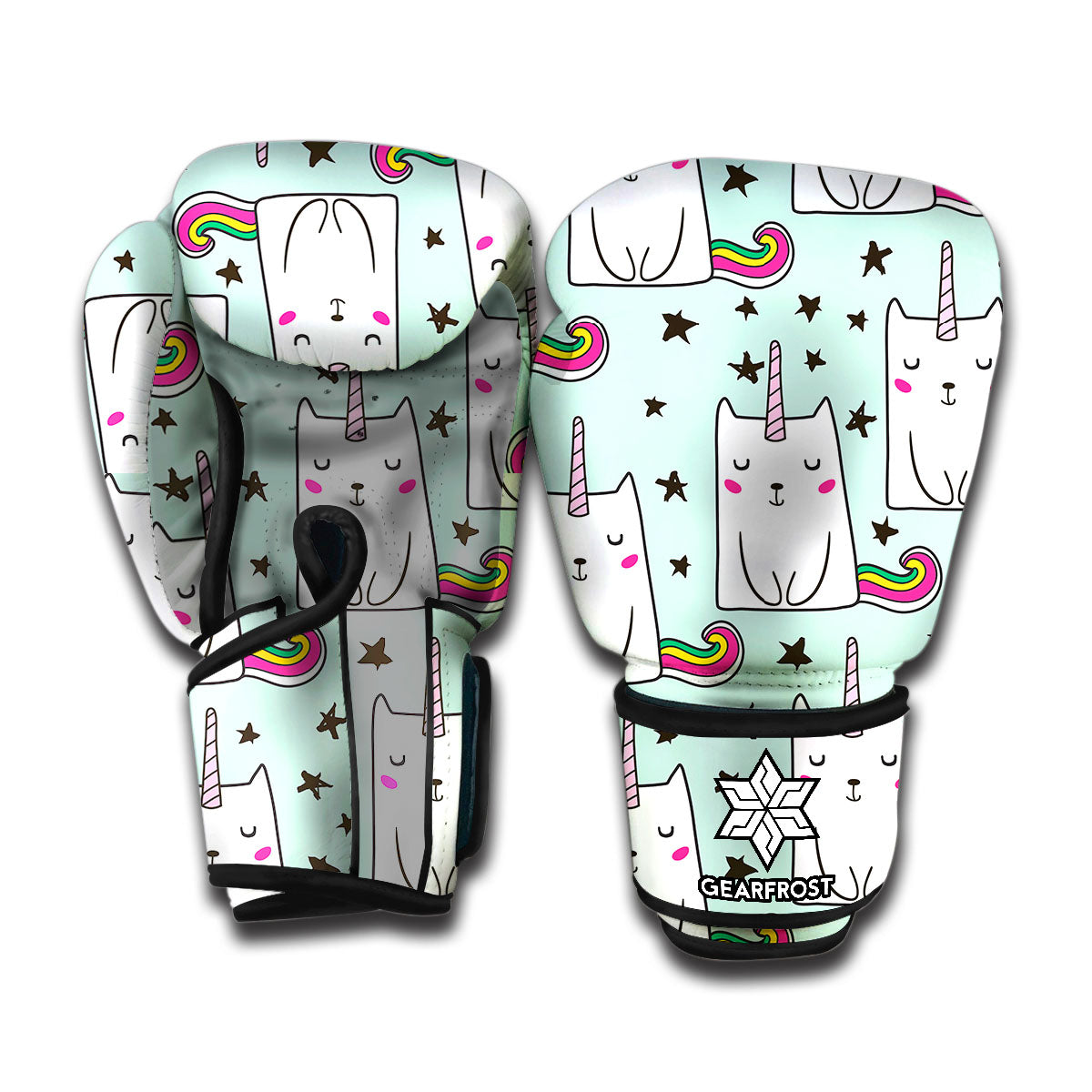 Cute Unicorn Cat Pattern Print Boxing Gloves