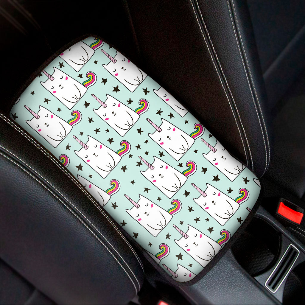 Cute Unicorn Cat Pattern Print Car Center Console Cover