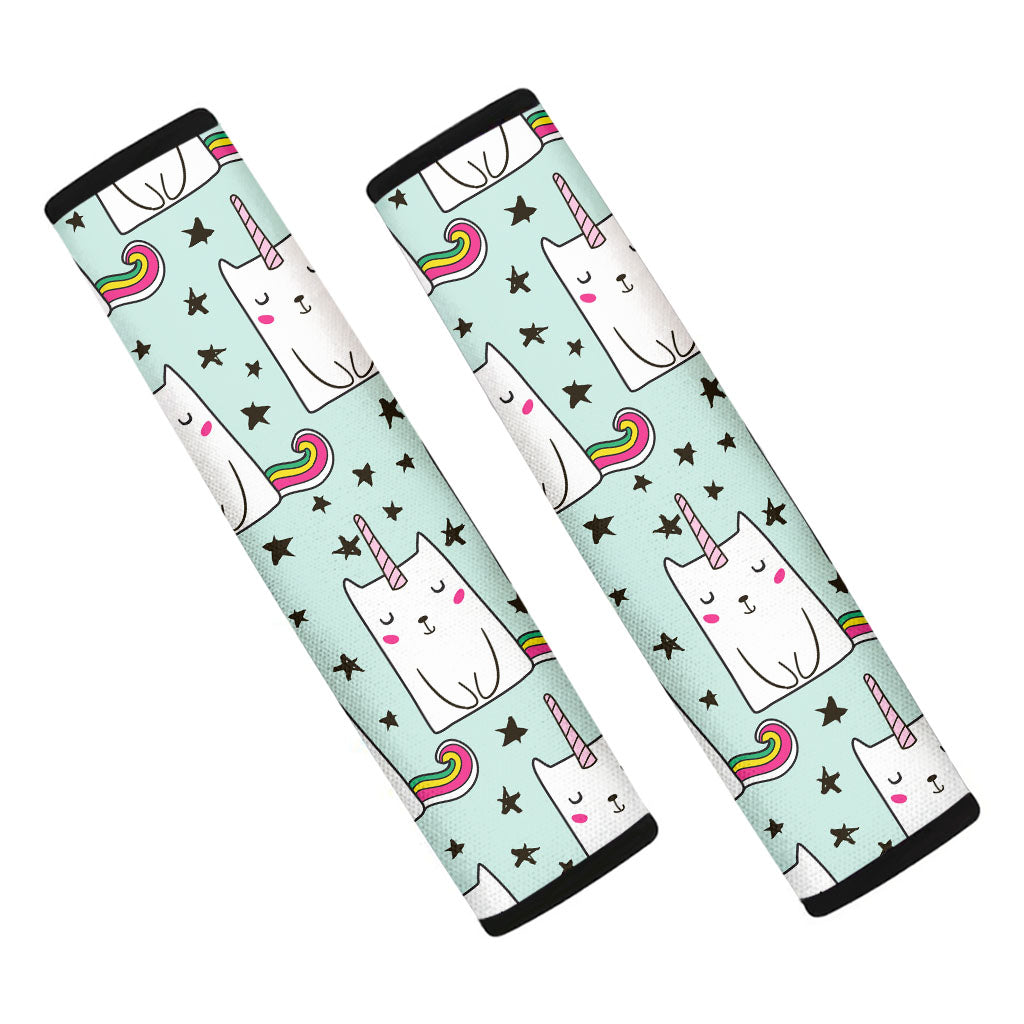 Cute Unicorn Cat Pattern Print Car Seat Belt Covers