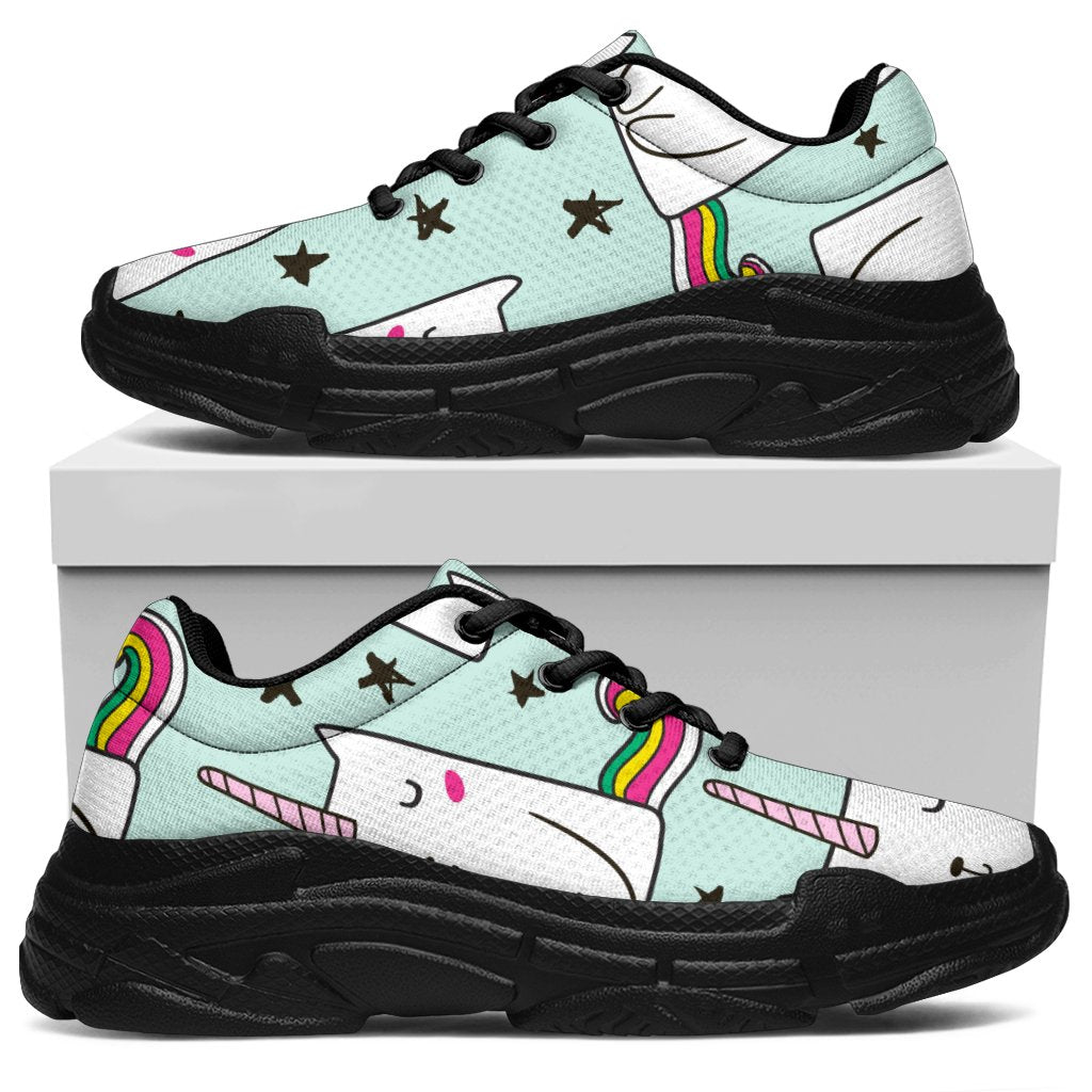 Cute Unicorn Cat Pattern Print Chunky Sneakers