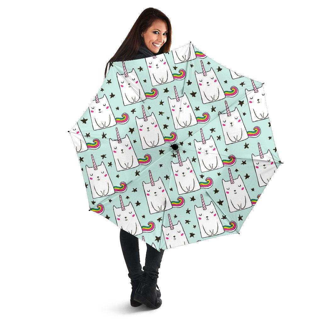 Cute Unicorn Cat Pattern Print Foldable Umbrella