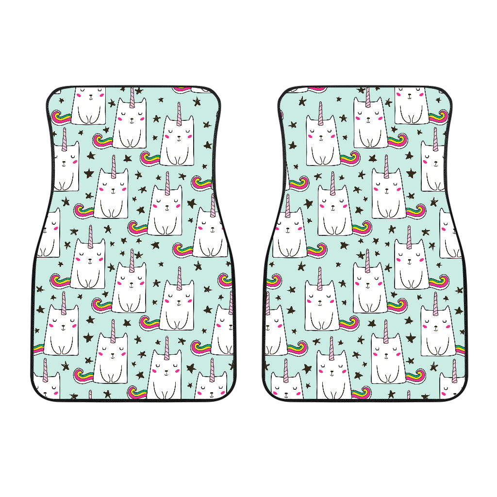 Cute Unicorn Cat Pattern Print Front Car Floor Mats