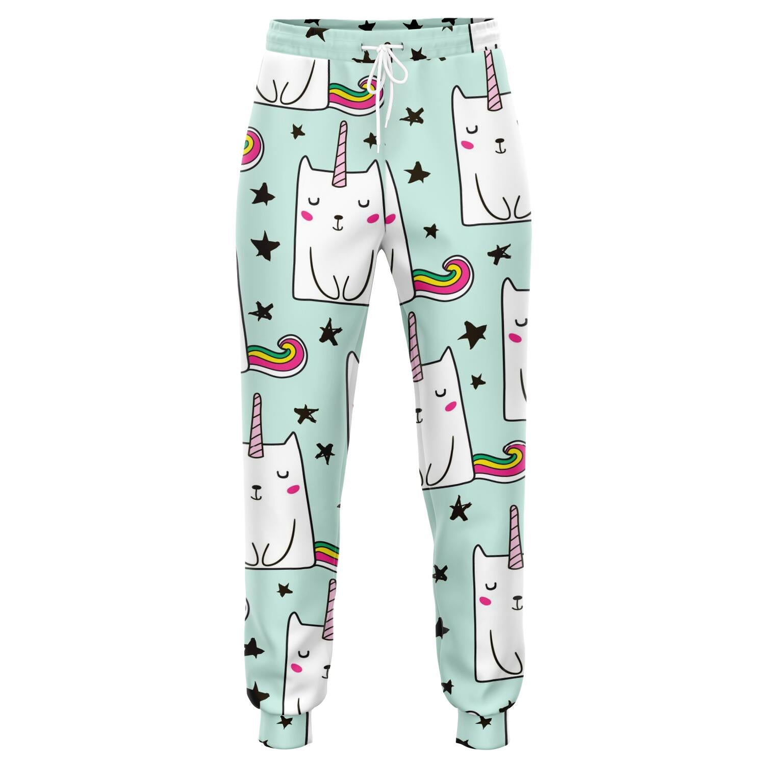 Cute Unicorn Cat Pattern Print Jogger Pants