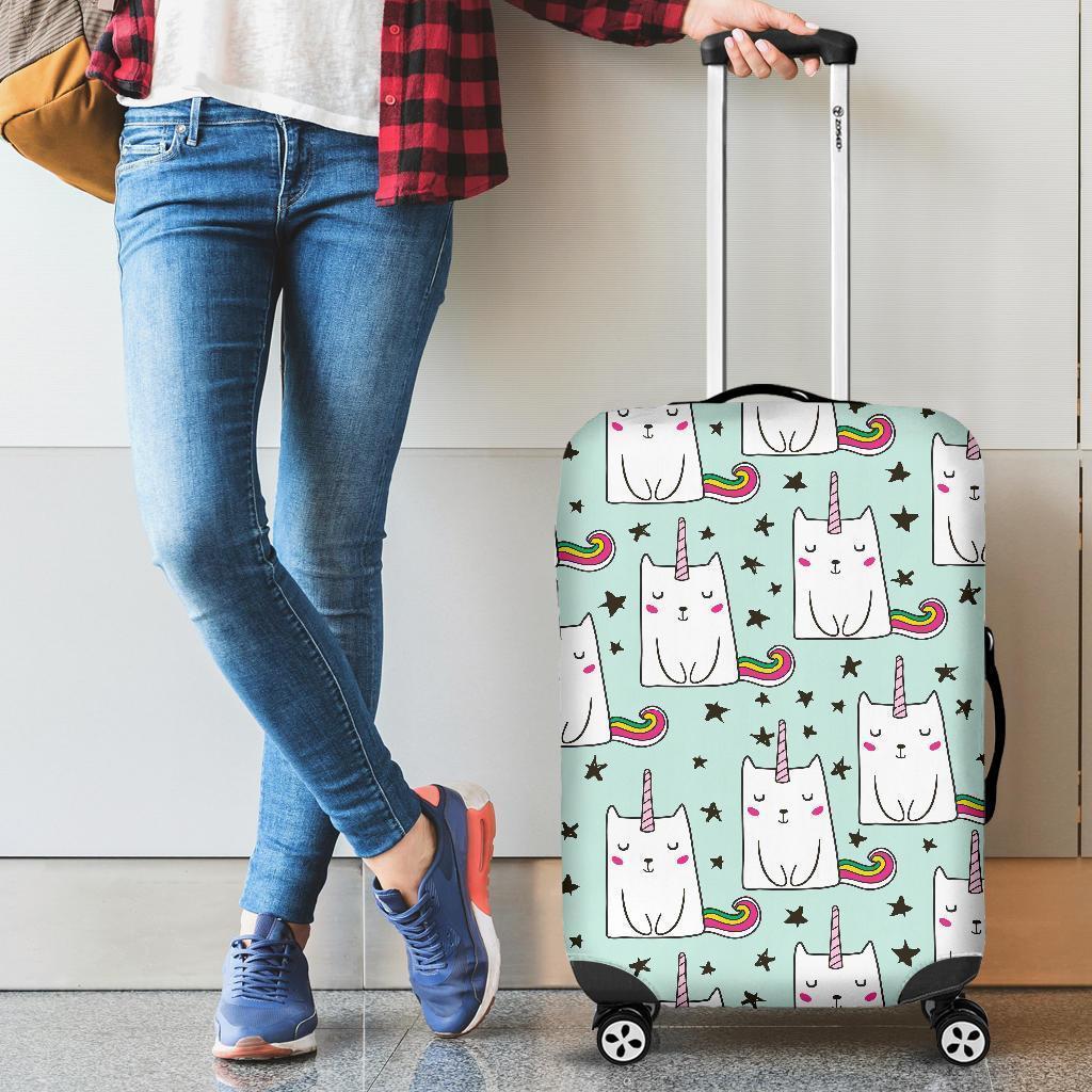 Cute Unicorn Cat Pattern Print Luggage Cover