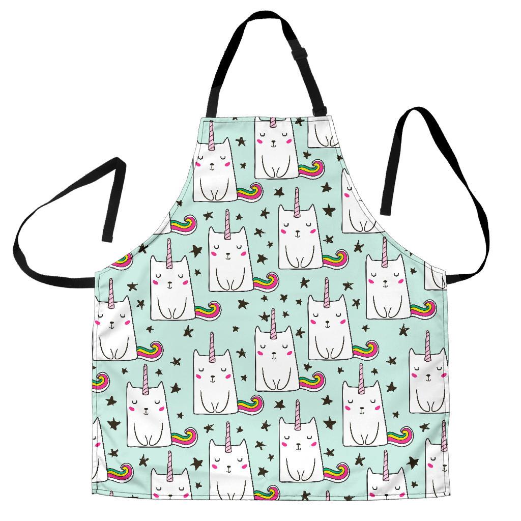 Cute Unicorn Cat Pattern Print Men's Apron