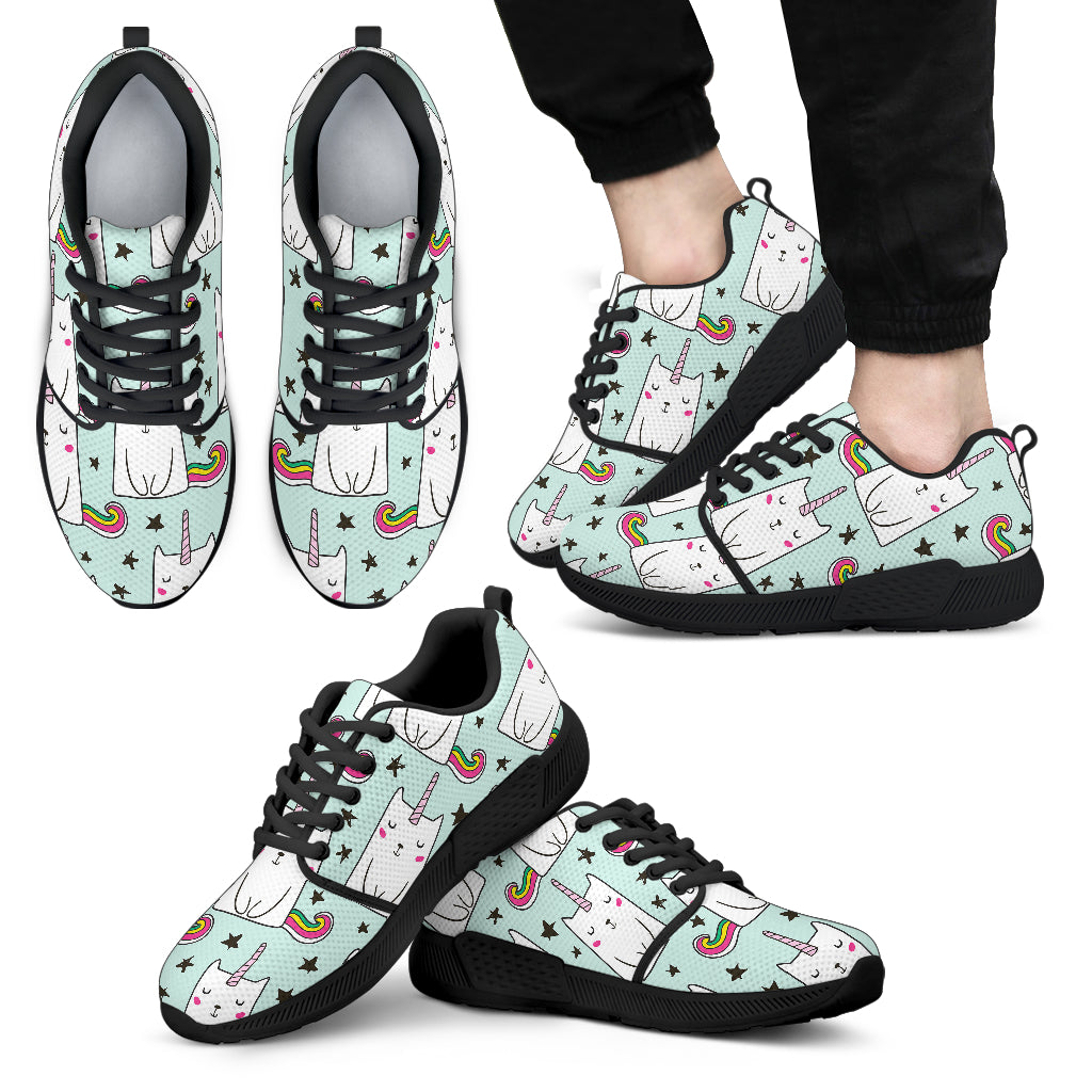 Cute Unicorn Cat Pattern Print Men's Athletic Shoes