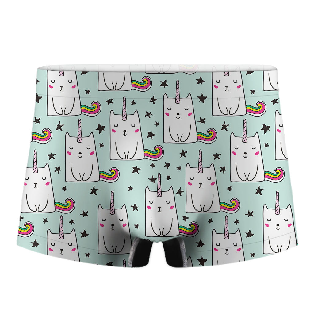 Cute Unicorn Cat Pattern Print Men's Boxer Briefs