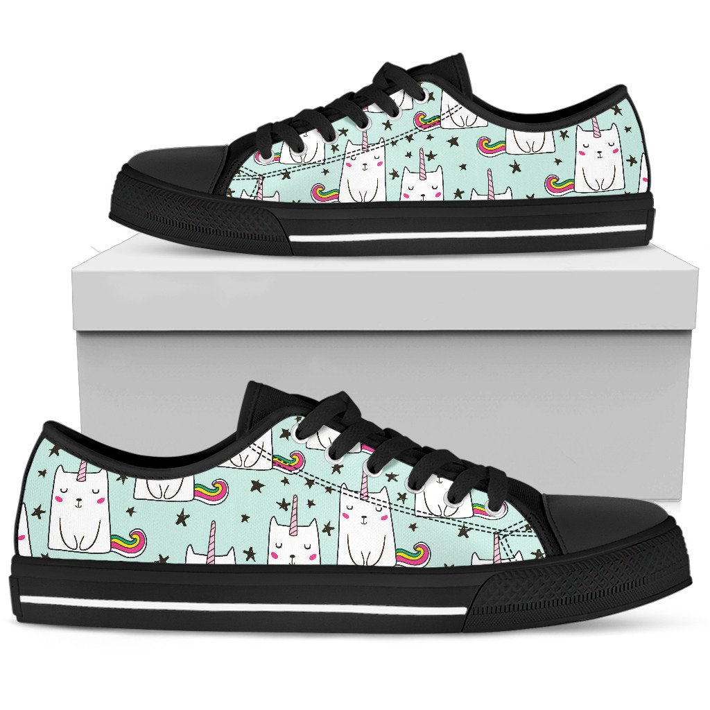 Cute Unicorn Cat Pattern Print Men's Low Top Shoes