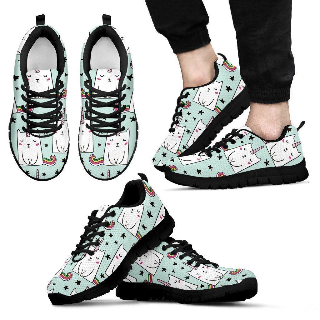 Cute Unicorn Cat Pattern Print Men's Sneakers