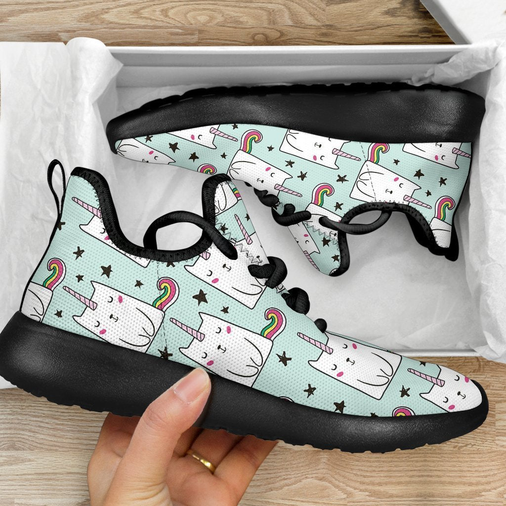 Cute Unicorn Cat Pattern Print Mesh Knit Shoes