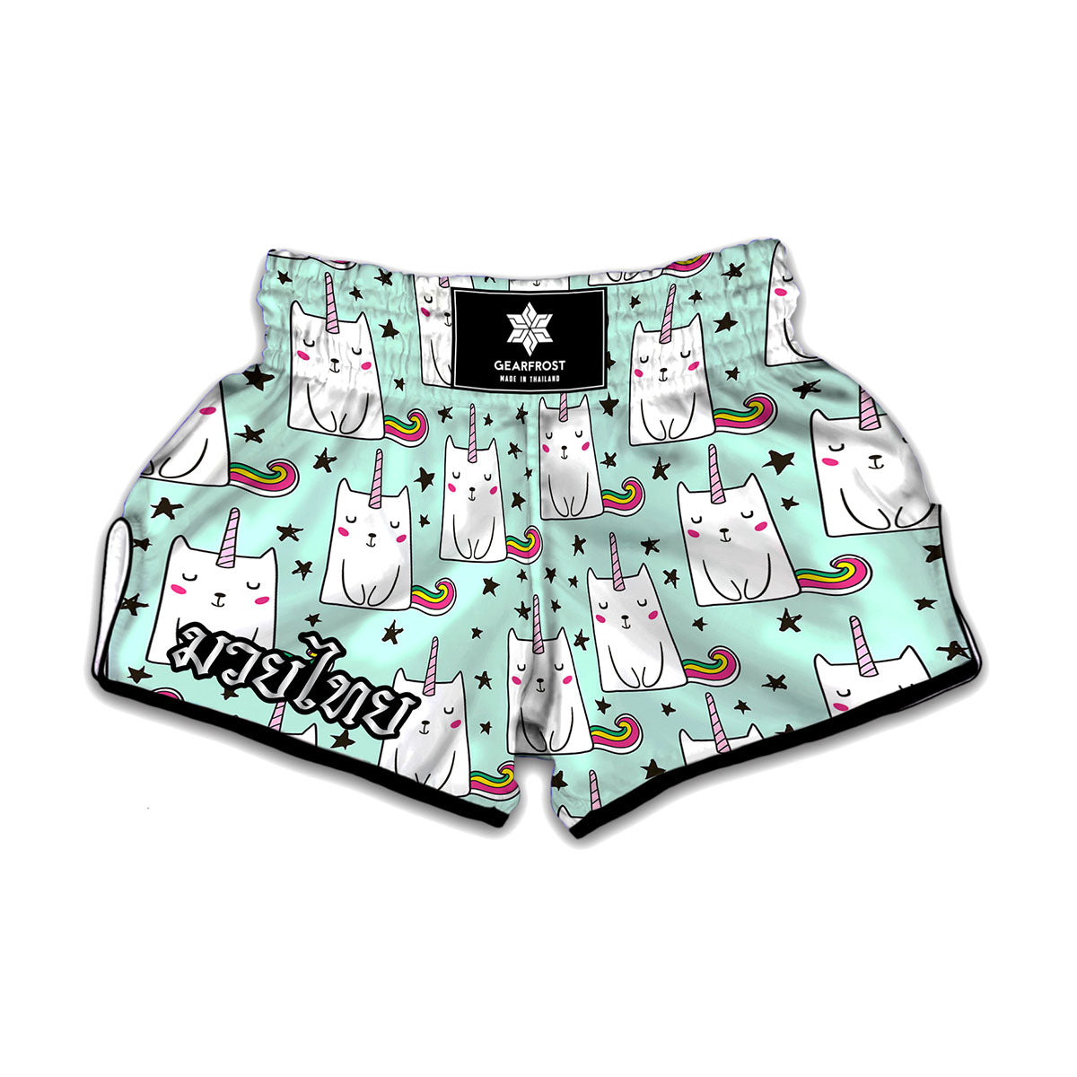 Cute Unicorn Cat Pattern Print Muay Thai Boxing Shorts