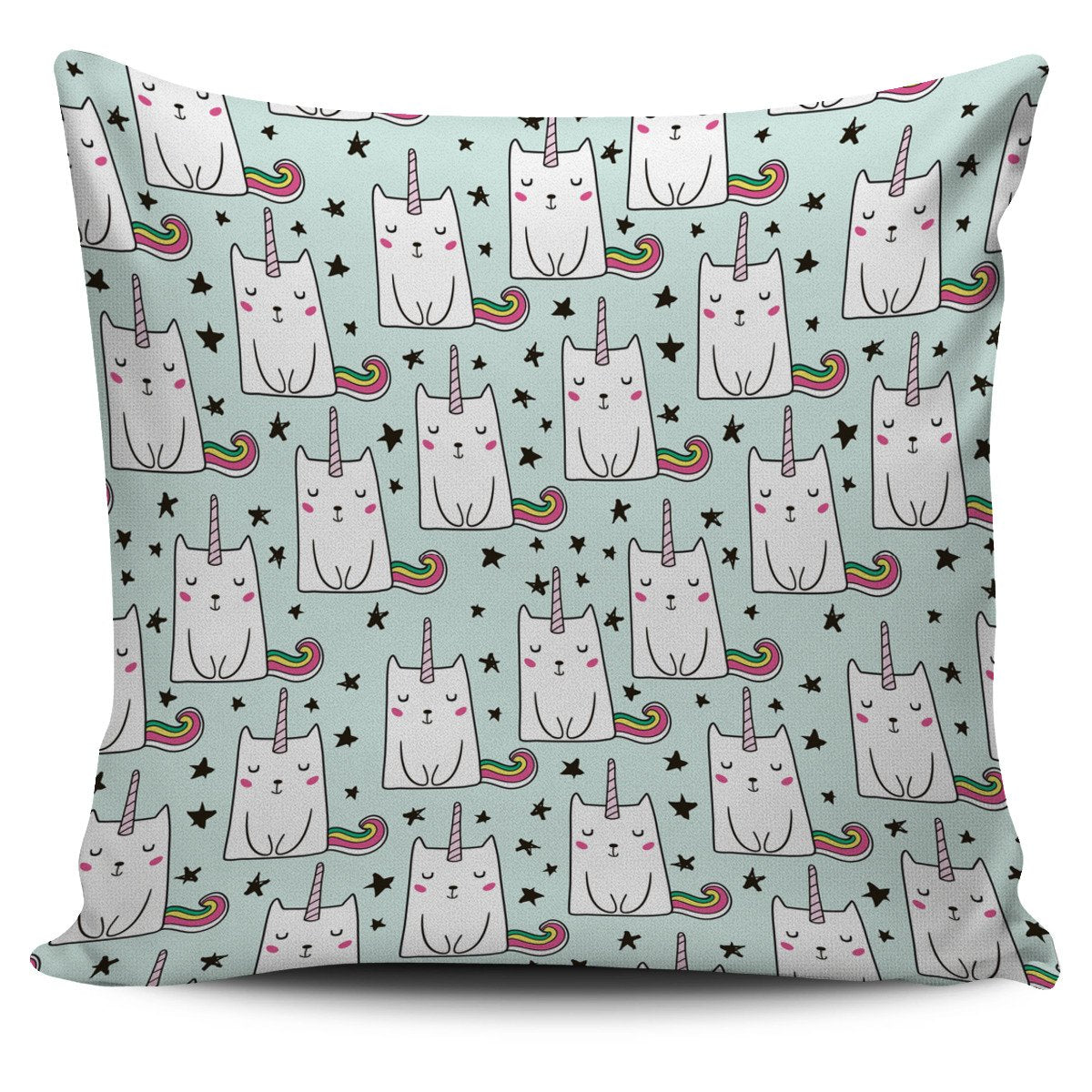 Cute Unicorn Cat Pattern Print Pillow Cover